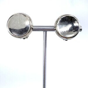 VTG Sterling Silver 925 Circular Clip On Stud Earrings Size 0.75" Length